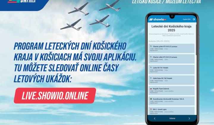Fotka - Aplikácia LIVE.SHOWIO.ONLINE prináša program Leteckých dní KK